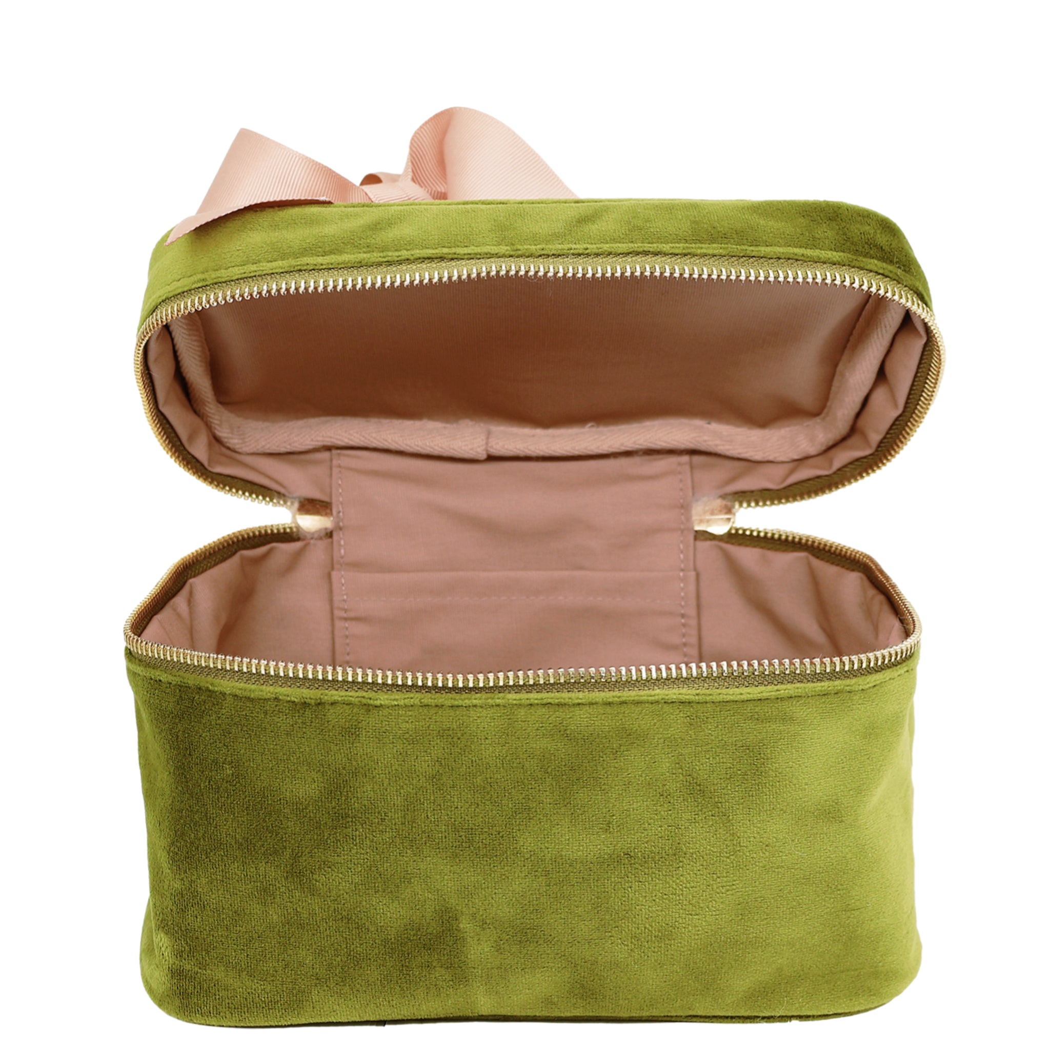 Elegant Green Velvet Makeup Cosmetic Box - Perfect for Travel, Home Storage & Gift Giving