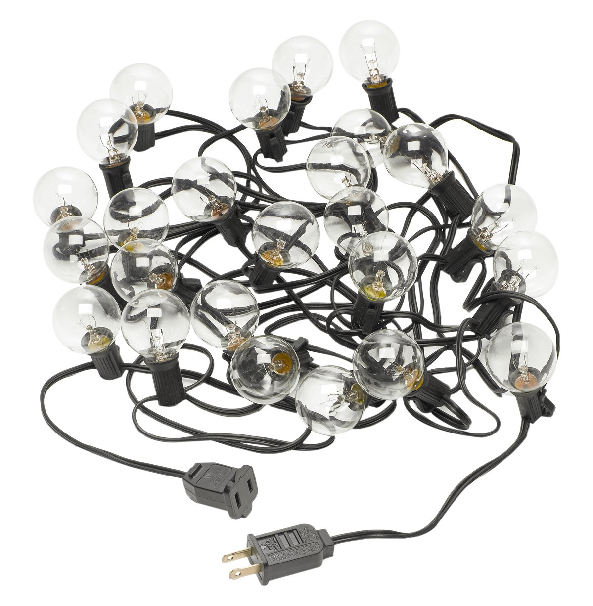 Radiance Clear String Globe Lights - 25 ft Outdoor/Indoor LED Fairy Lights with Black Wire & G40 Bulbs - Perfect for Patio, Garden, Wedding, Party & Home Decor