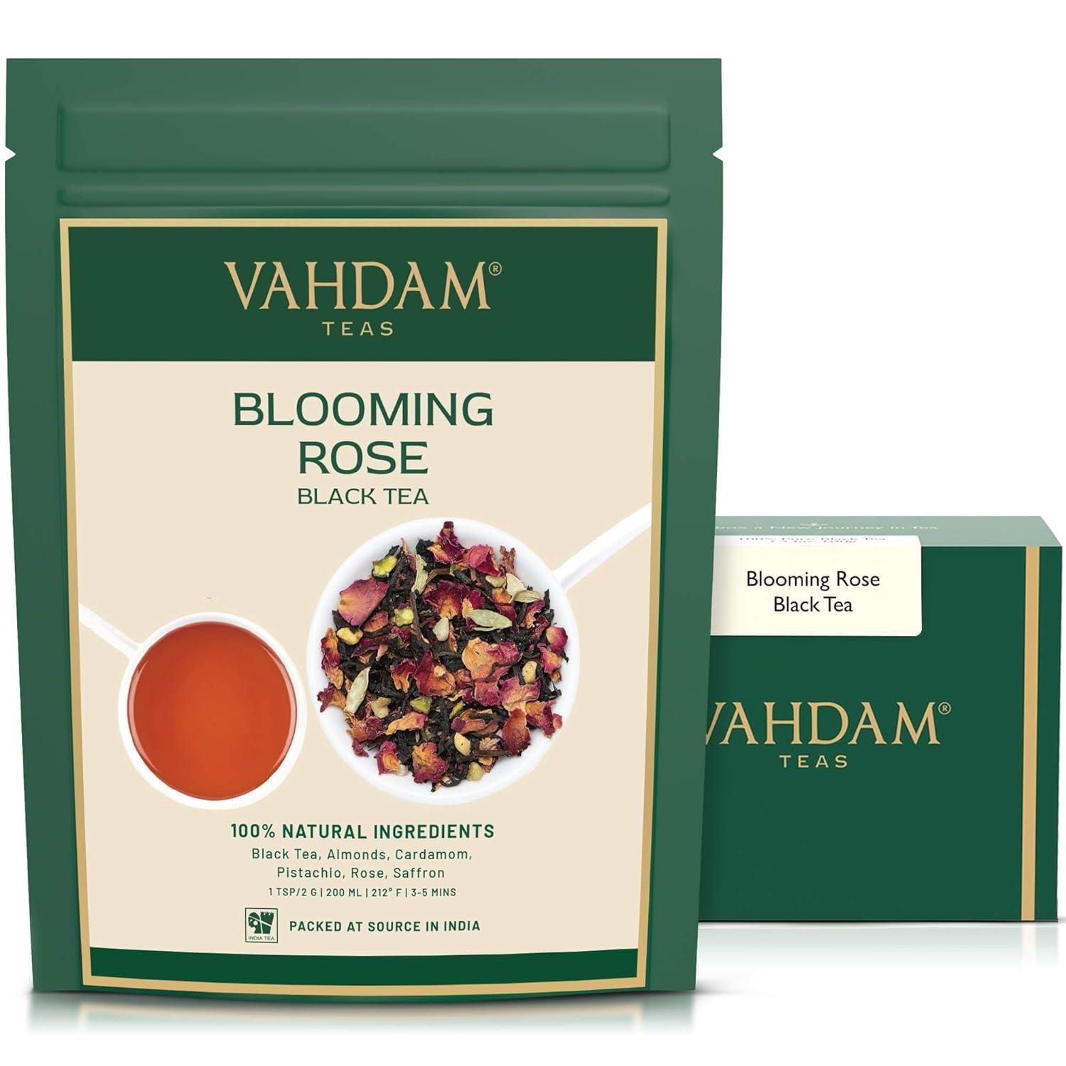 VAHDAM Blooming Rose Black Tea - Premium Loose Leaf Black Tea with Fragrant Rose Petals (3.5oz) | Delicious & Aromatic | Perfect for Afternoon Tea, Relaxation & Gifts | Vacuum Sealed for Freshness