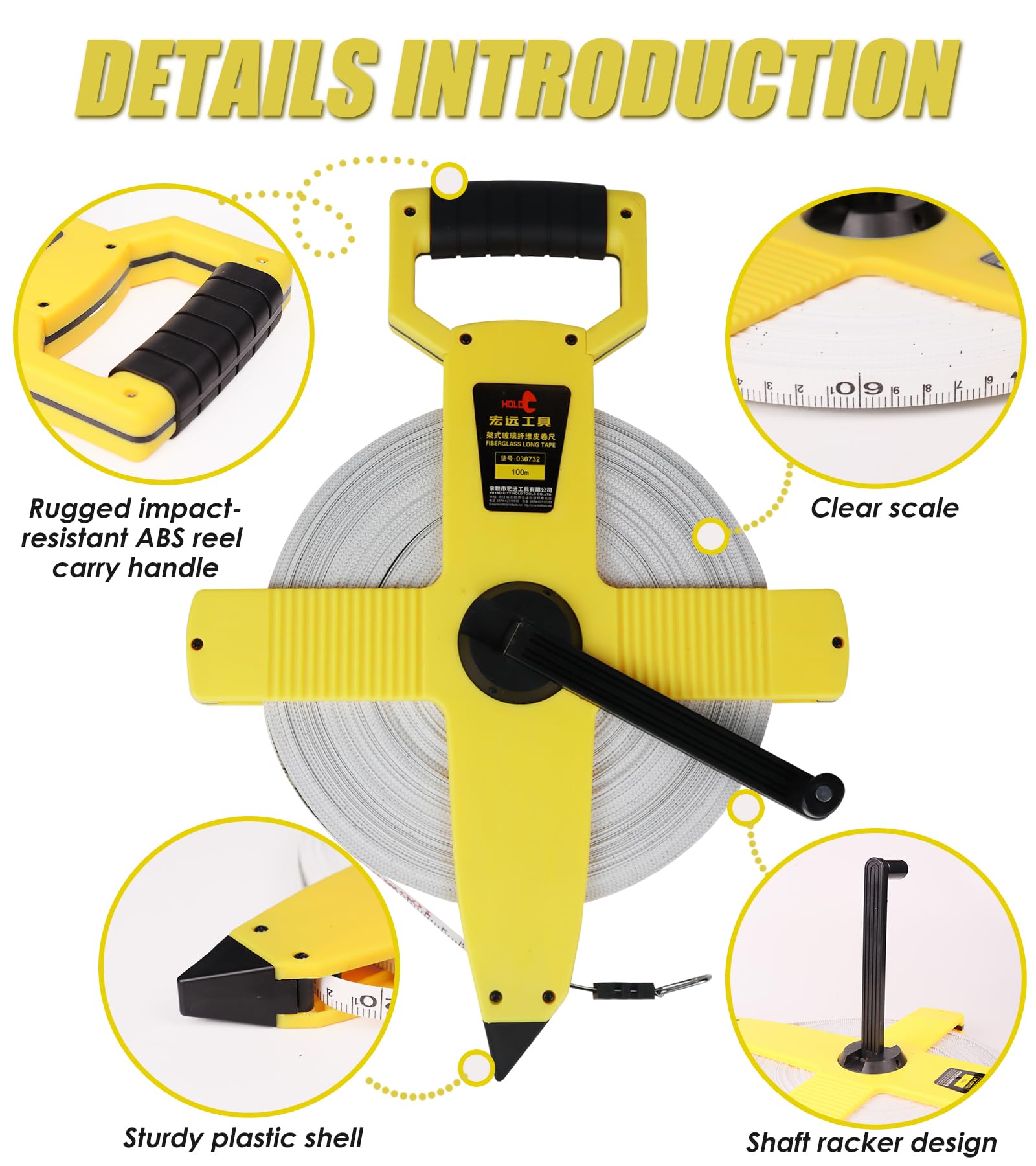 3X Speed 100M Fiberglass Tape Measure - for Construction & Landscaping