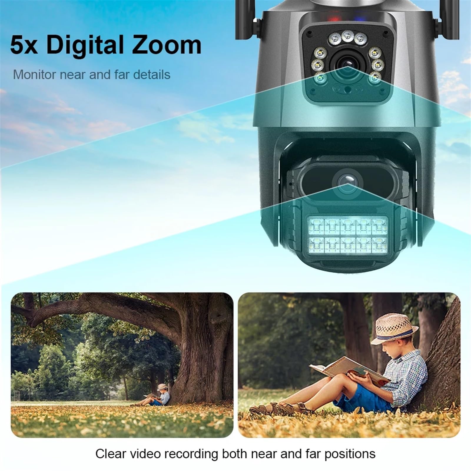 **JOLIANE 8MP 4K Dual Lens PTZ Security Camera with Police Light Alarm, Outdoor Waterproof, Dual Screen, Night Vision – Includes 128GB Card for Home & Business Surveillance**    *(Ideal for Monitoring Driveways, Backyards, Offices, and Enhancing Security with Motion Detection & Remote Access)*