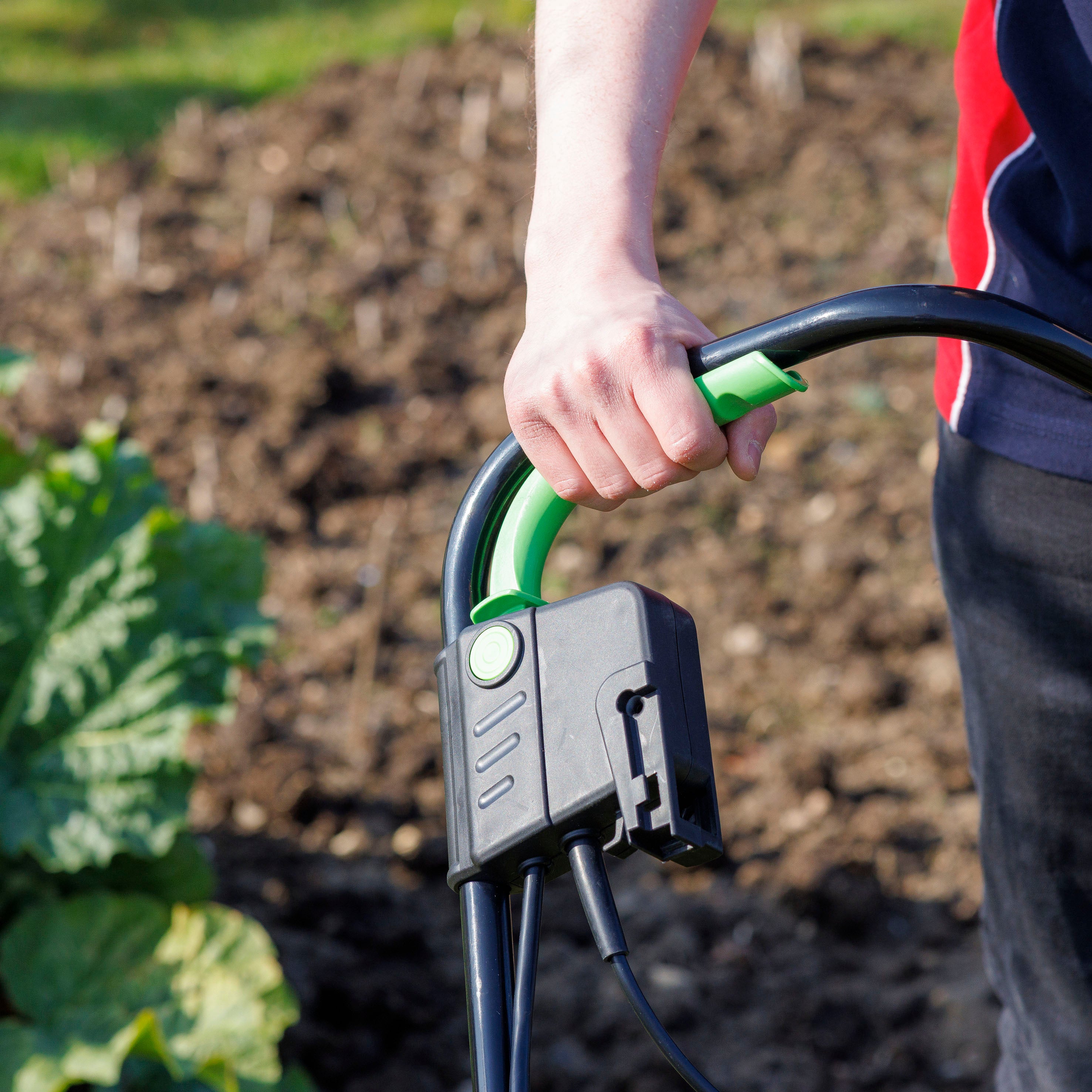 1500W Electric Tiller Cultivator - 40cm Working Width, 6 Steel Blades, 10m Power Cord - Heavy Duty Garden Soil Cultivator for Planting, Weeding & Landscaping (Model DG217)