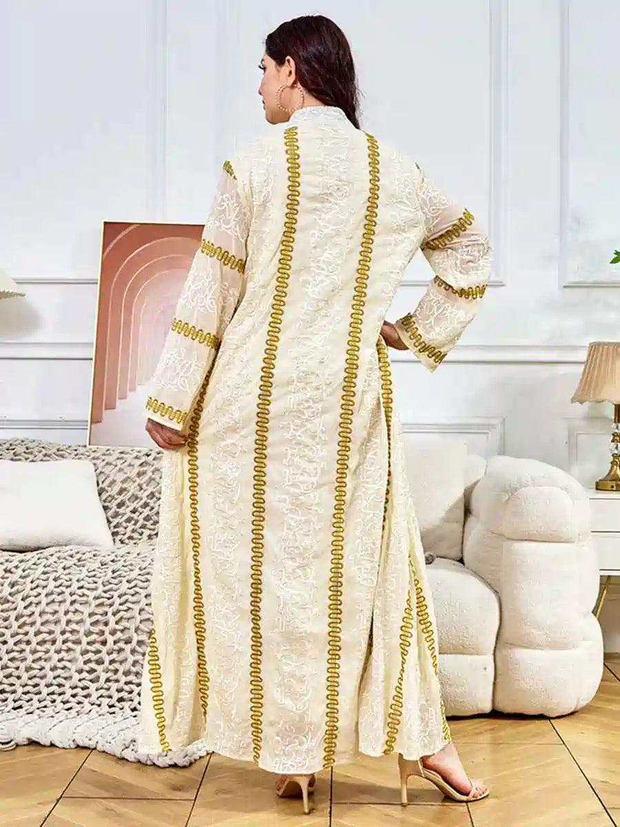Elegant Embroidery Tassel Eid Caftan Kaftan Dress for Women - Boho Moroccan Style Maxi Dress #25311 | Perfect for Eid Celebrations, Weddings & Special Occasions