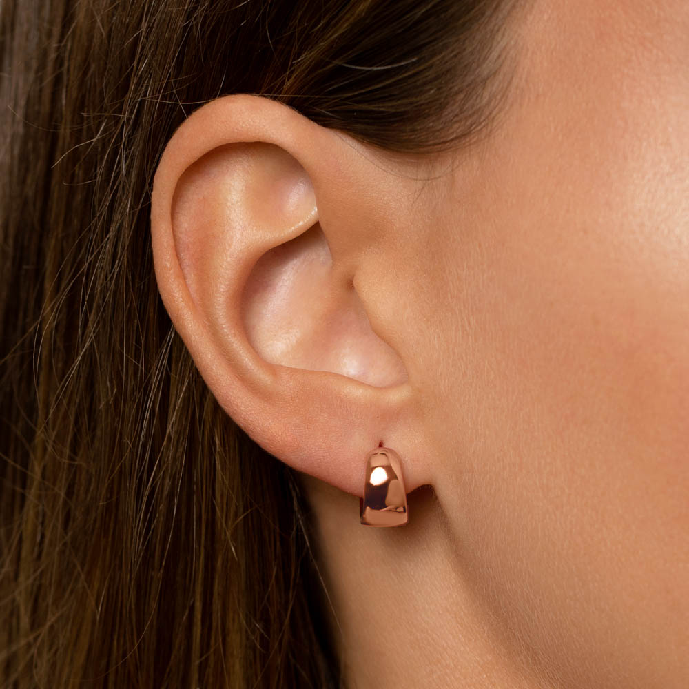 Rose Gold Thick Dome Huggies - Stylish and Comfortable Earrings for Women | Perfect for Everyday Wear, Parties, and Special Occasions