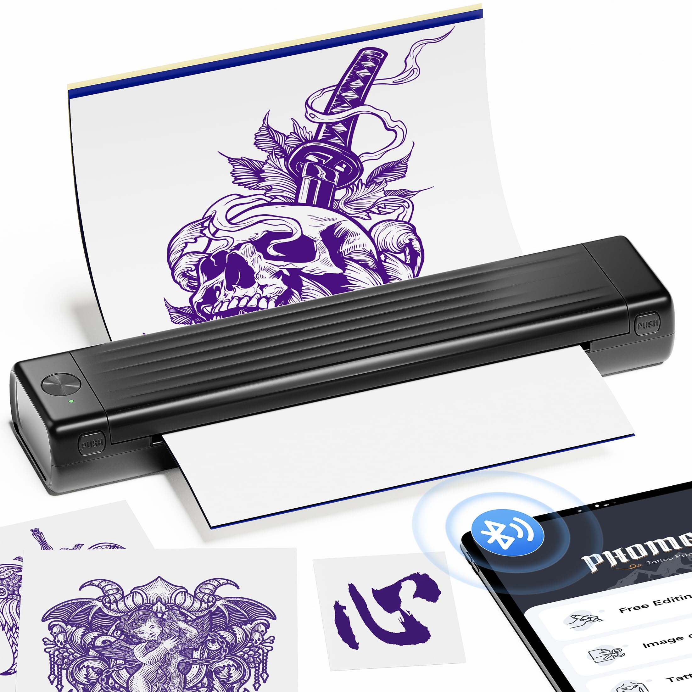 Itari Upgraded Wireless Tattoo Stencil Printer Kit - Thermal Transfer Machine for Temporary Tattoos, Includes 10 Pcs Transfer Paper - Perfect for Tattoo Beginners & Professional Artists (Home Studio, Tattoo Shop, DIY Body Art)
