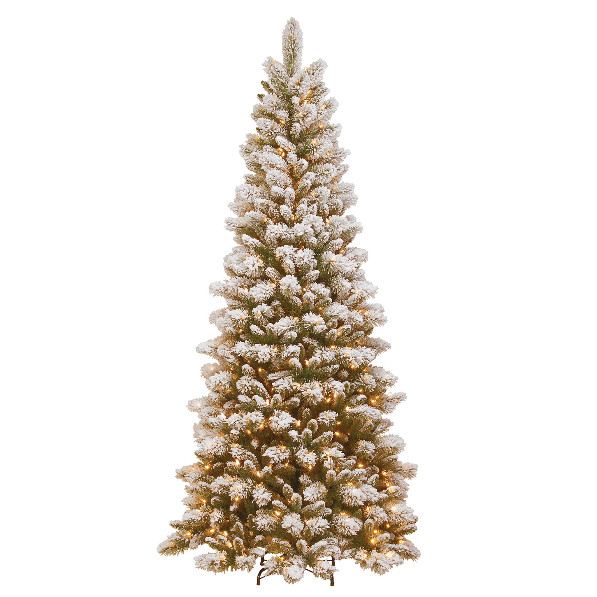 7.5 ft Pre-Lit Snowy Westwood Pine Slim Christmas Tree with Clear Lights - Perfect for Small Spaces & Holiday Decor