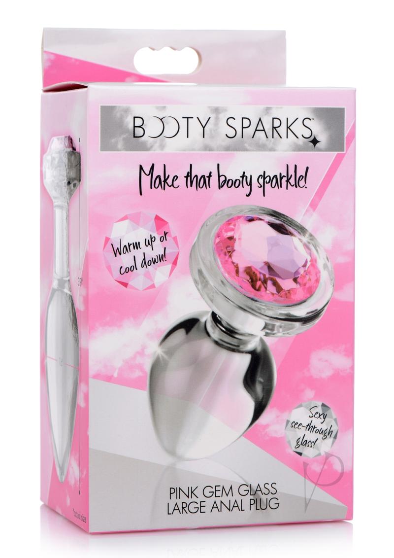 Sparkling Pink Gem Glass Anal Plug - Large Size, Pink/Clear - Perfect for Sensual Play & Adult Intimacy