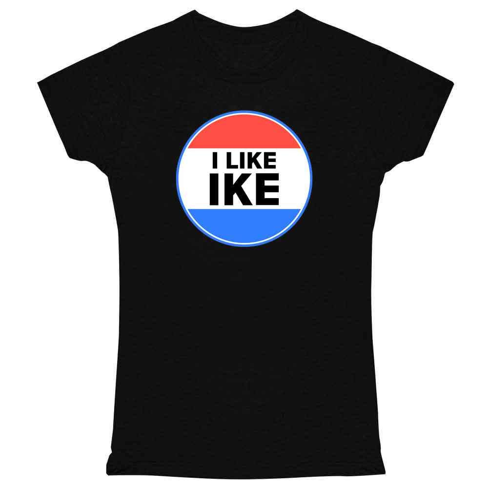 Vintage Dwight Eisenhower Political Campaign T-Shirt for Women - Retro I Like IKE Tee - Comfortable Cotton Casual Wear for History Lovers & Political Enthusiasts - Perfect for Casual Outings, Themed Parties & Patriotic Events