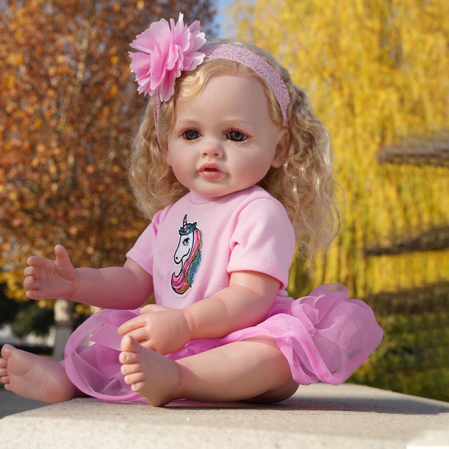 22 Inch Realistic Reborn Baby Doll - Lifelike Vinyl Poseable Newborn Girl Doll with Hair for Kids Age 3+ | Perfect for Role Play, Gift Giving & Collectors