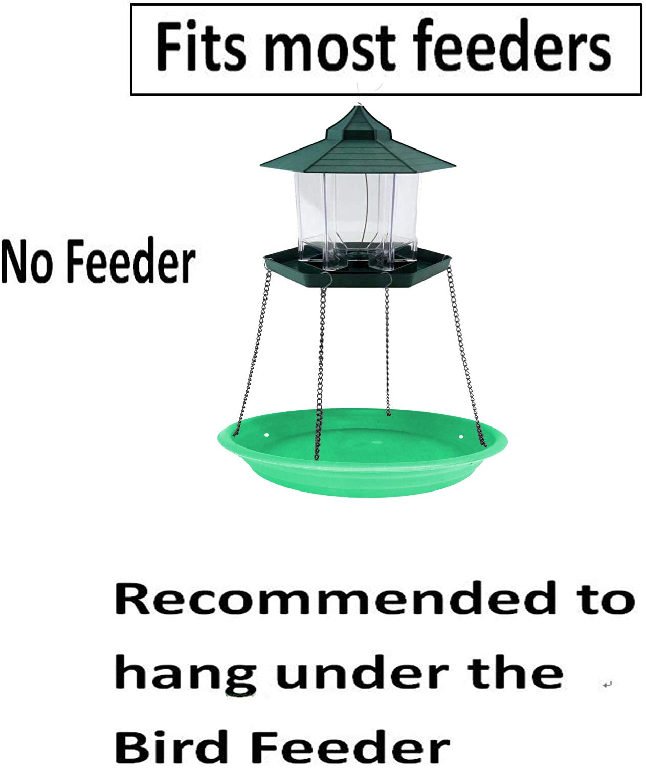 Premium Large Hanging Bird Feeder Tray - Durable Platform Seed Tray for Wild Birds - Outdoor Garden Decoration to Attract Cardinals, Finches & Bluebirds - Perfect for Backyard Bird Watching & Nature Lovers (Green) - Ideal for Patio, Yard & Wildlife Garden Setup