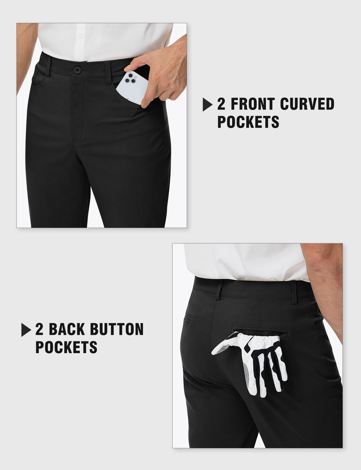 Rdruko Men's Golf Pants - Stretch Comfort Lightweight Quick-Dry Dress Slacks for Business Casual & Work | Perfect for Office, Golfing & Travel