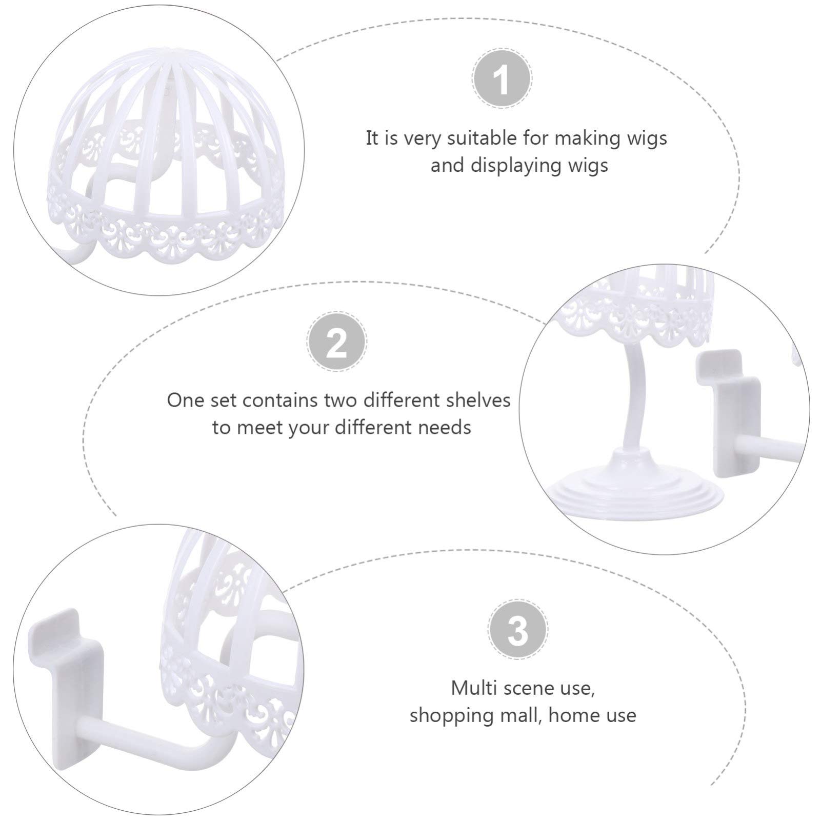 Beaupretty 2-Pack Hollow Plastic Wig Stand Holder - Adjustable Wig & Hat Display Rack for Styling, Storage, and Salon Organization - Perfect for Cosplay, Hairdressing, and Home Use