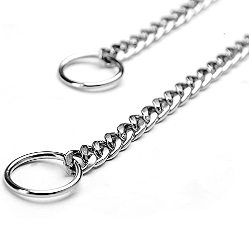 Premium Dog Training Choke Collar - 4.0mm Flat Metal Slip Collar for Small, Medium & Large Dogs - Adjustable 65cm Pet Training Chain for Obedience & Behavior Control - Perfect for Walks, Grooming & Professional Dog Training Sessions