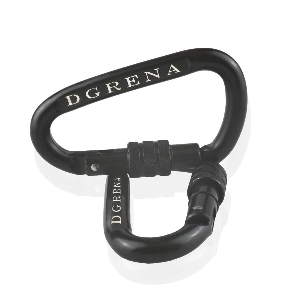 Heavy Duty Locking Carabiner Clip 2-Pack - 25KN/5510 lb Capacity Steel Alloy Climbing Carabiner - Secure for Hammocks, Camping, Hiking, Travel & Keychains - Ideal for Outdoor Adventures, Rock Climbing & Emergency Rescue Gear (Black)