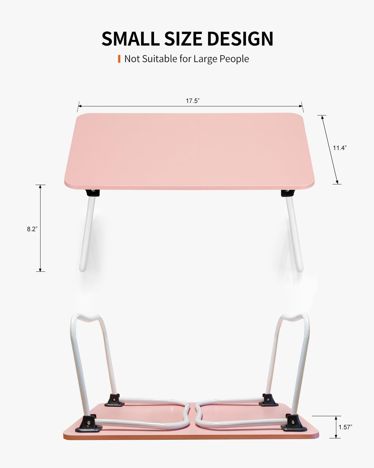 Foldable Lap Desk for Laptop - Portable Lightweight Bed Tray Table for Studying, Working, Breakfast & Drawing - Pink | Perfect for Home, Office, Dorm & Travel Use