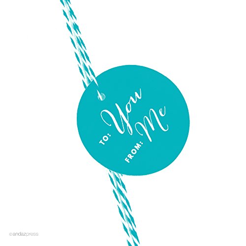 Andaz Press Circle Gift Tags - Elegant To/From Aqua Labels, 24-Pack - Perfect for Birthday, Wedding & Holiday Presents Wrapping