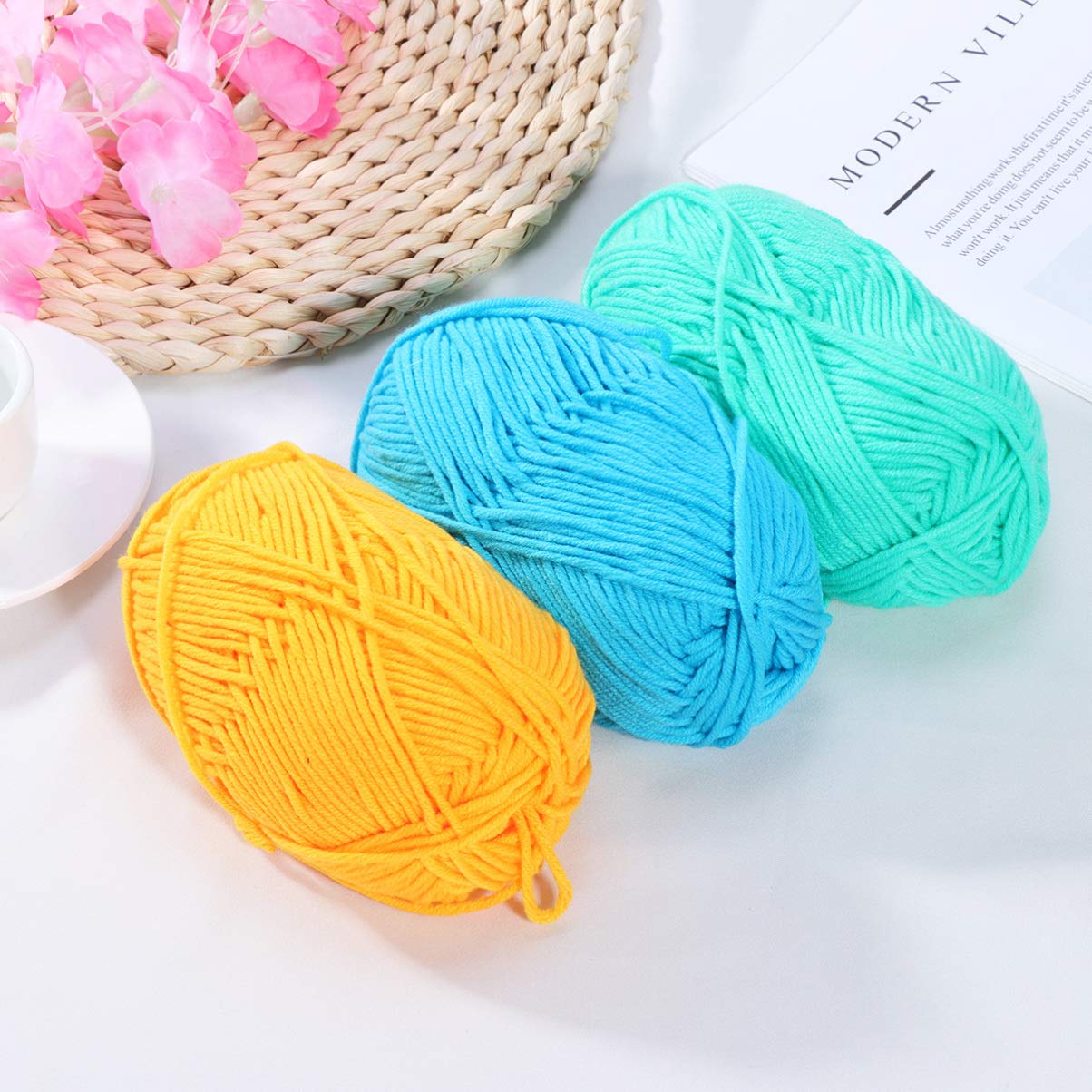 12-Piece Soft Cotton Yarn for Knitting & Crochet - Premium Milk Cotton Yarn Set - DIY Crafting, Blankets, Scarves, Hats & Home Decor Projects
