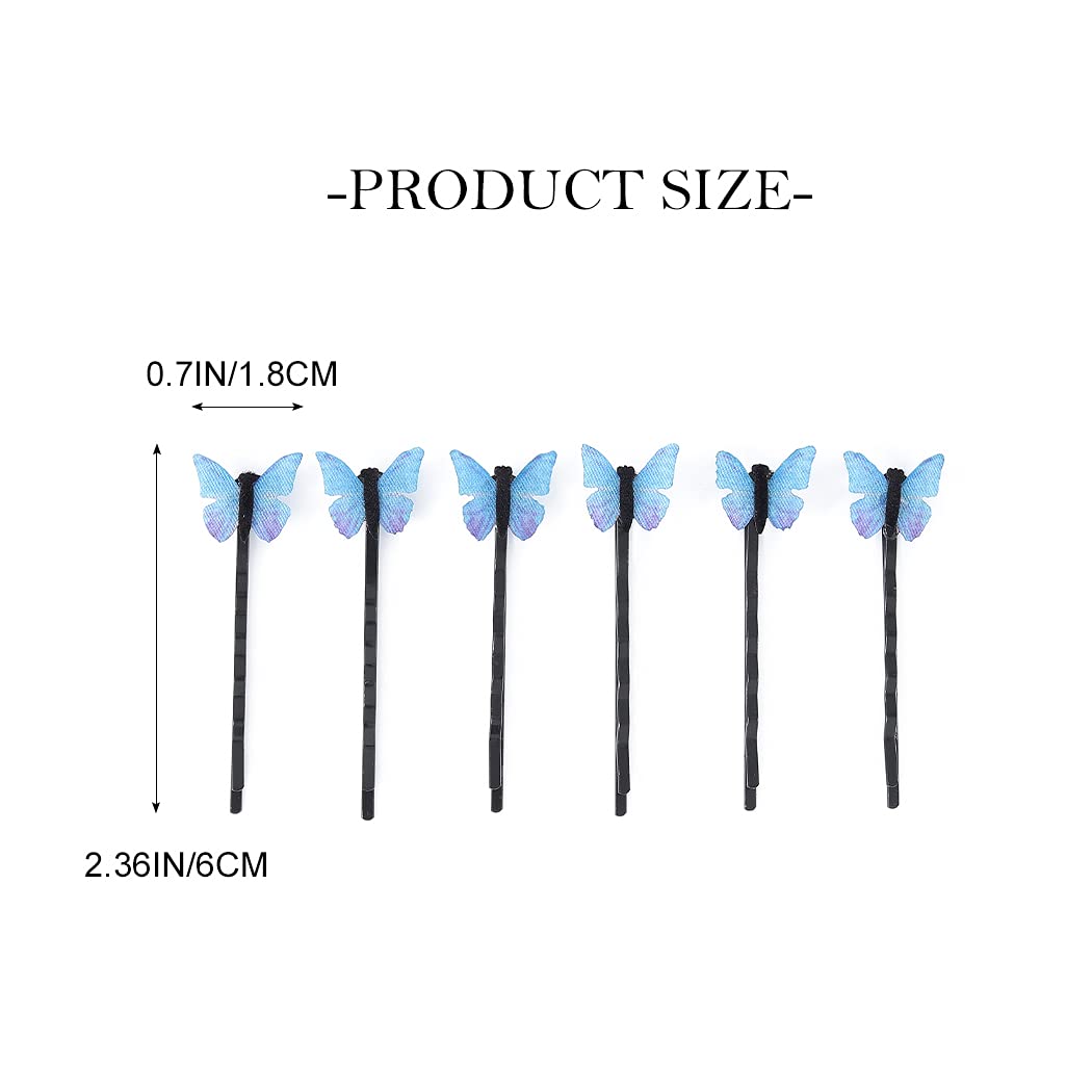 Elegant Blue Butterfly Hair Clips for Women & Girls - 6 Pack Wedding Hair Accessories, Bridal Bobby Pins, Decorative Hair Pins for Bride, Prom, Party & Special Occasions