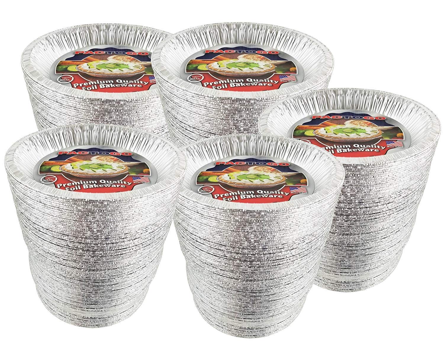 Premium Disposable Aluminum Foil Pie Pans - 9-5/8 Inch Top Diameter (Pack of 500) - Perfect for Baking Pies, Quiches, Tarts & Desserts - Heavy Duty Disposable Baking Tins for Home, Restaurants & Catering Events