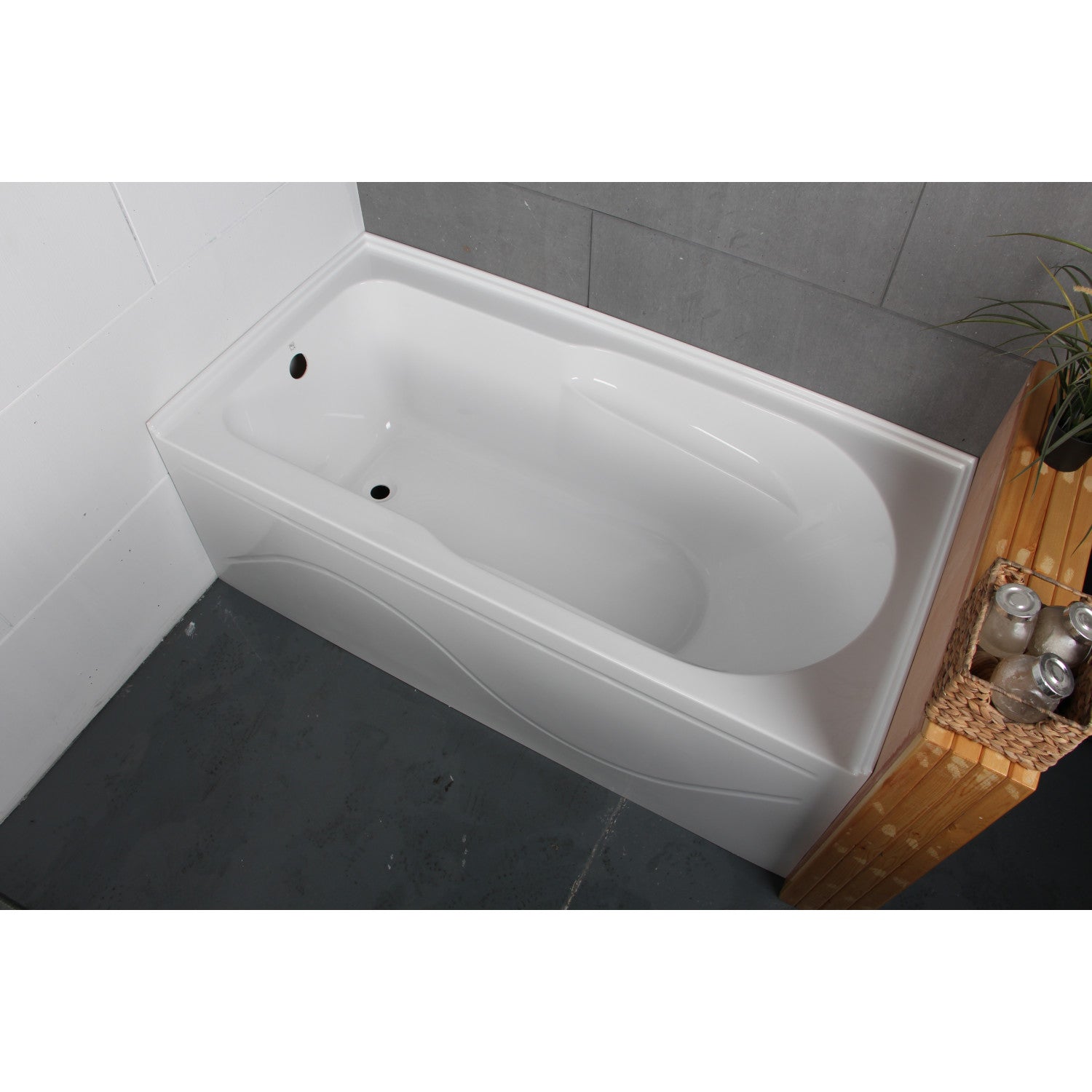 Aqua Eden VTAP603022L 60-Inch Acrylic Rectangular 3-Wall Alcove Bathtub - Anti-Skid Surface, Left Hand Drain, Glossy White - Perfect for Modern Bathrooms & Spa-Like Retreats