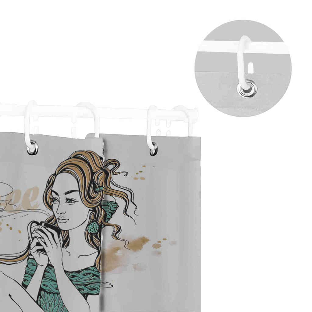 2Pcs Waterproof Bathroom Shower Curtain Set - Stylish Coffee Cup Design with Matching Bath Mat & 12 Hooks, 72x72 Inch for Home Decor - Perfect for Modern Bathrooms, Apartments, and Spa-Style Showers