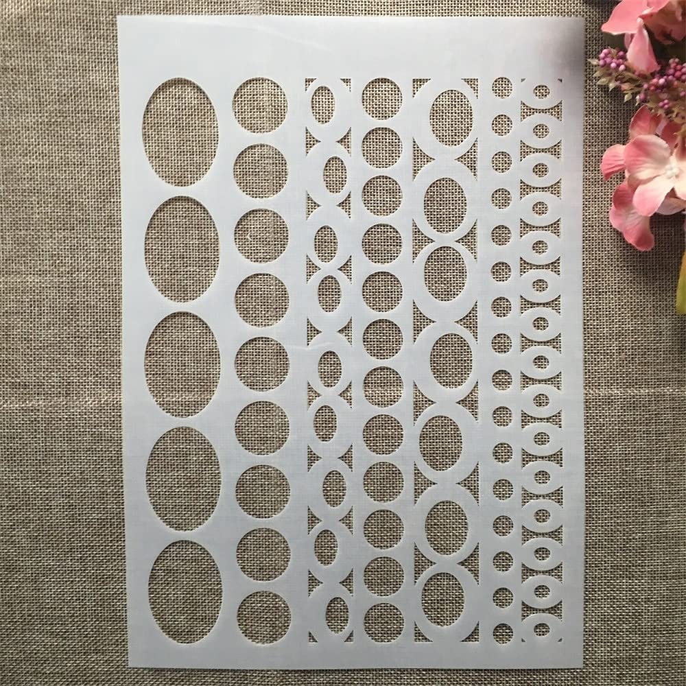 Reusable A4 Stencils for Painting - 29cm Round Dot, Oval & Line Geometry Templates for DIY Scrapbooking, Furniture, Wall & Floor Decor | Home Decoration & Craft Projects