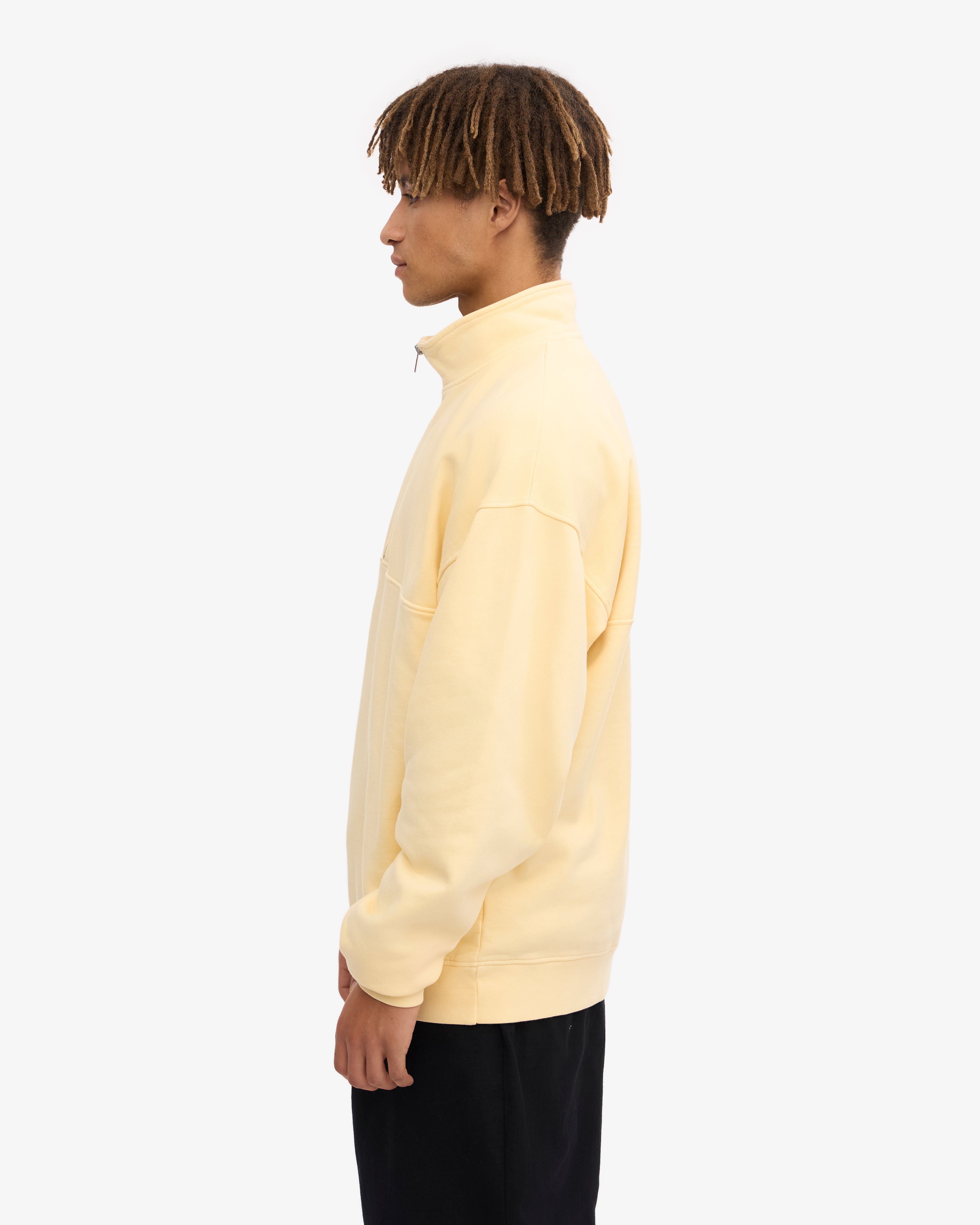 Organic Quarter Zip Sweatshirt for Men & Women - Soft Yellow Pullover for Casual Wear & Outdoor Activities