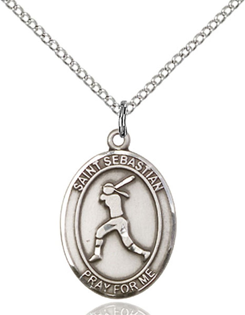 Sterling Silver St. Sebastian Patron Saint of Athletes Pendant with 18