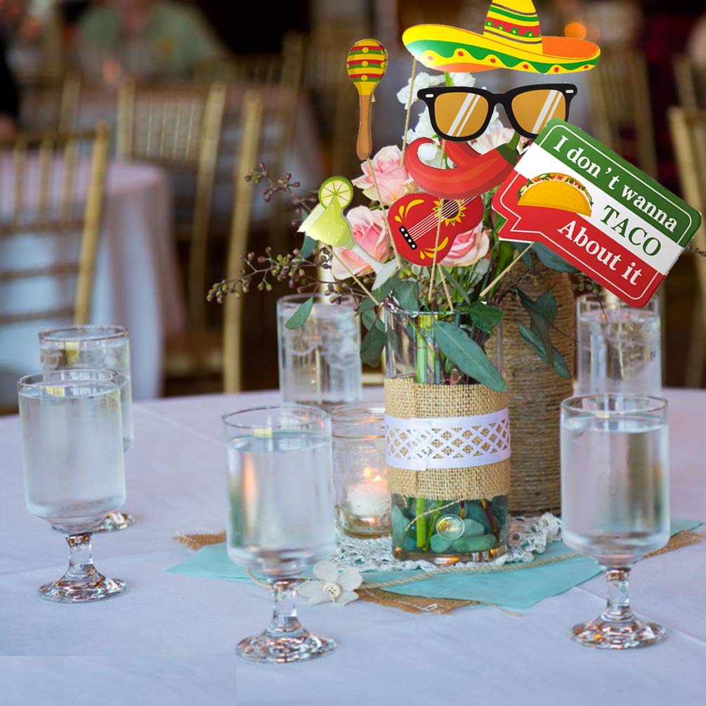 32-Piece Mexican Fiesta Photo Booth Props Set - Cinco de Mayo Party Decorations, Table Centerpieces & Photo Backdrop Accessories - Perfect for Themed Parties, Weddings, and Festive Celebrations