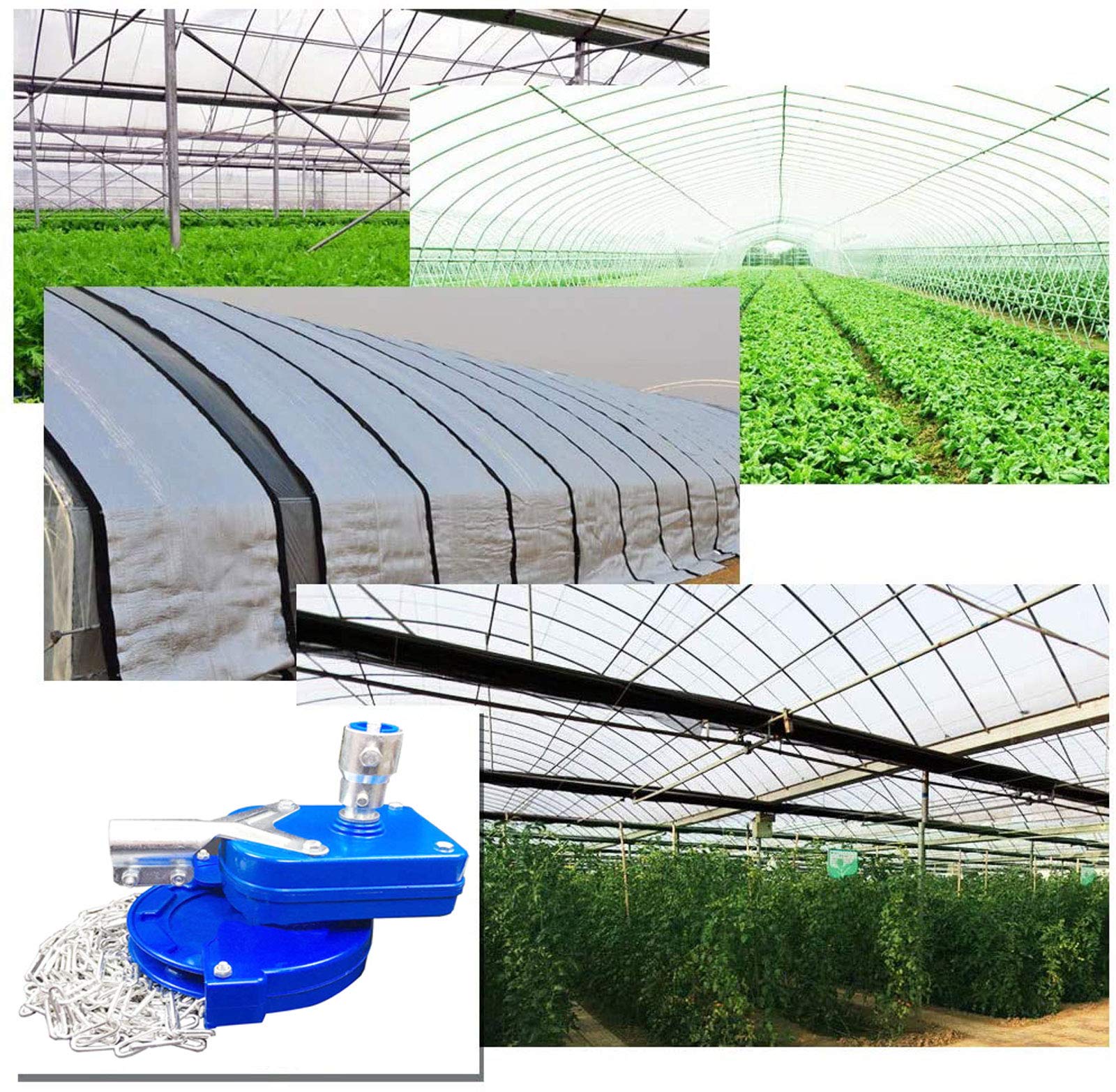 **Greenhouse Film Roll Up Machine - Manual Chain Winch for Farm, Pasture & Greenhouse Ventilation - Top/Side Coiling Equipment for Easy Rolling - Perfect for Greenhouses, Barns & Agricultural Use**
