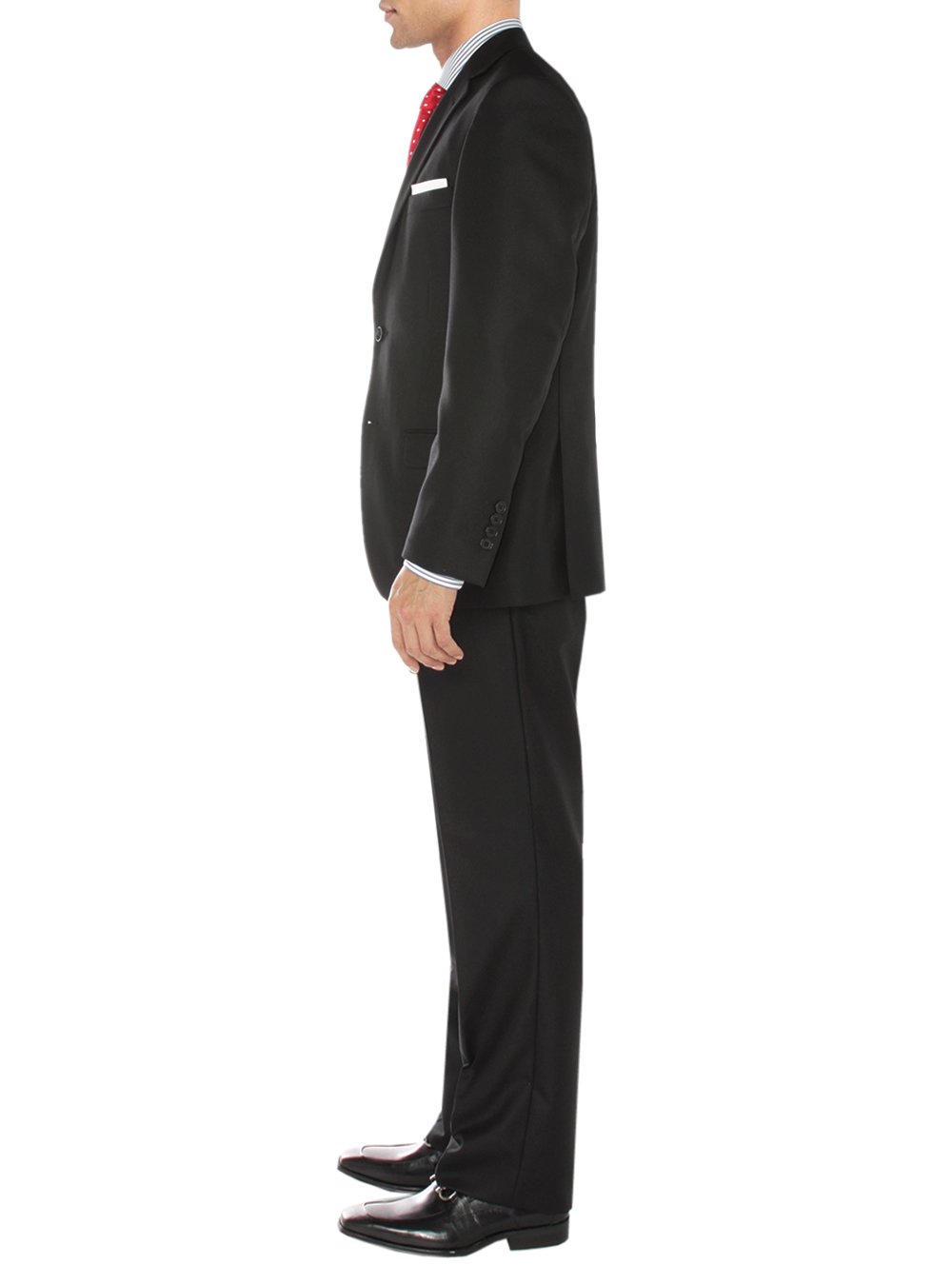 Salvatore Exte Men's Modern Fit Two-Button Sharkskin Suit Set - Jacket & Pants for Business, Weddings & Formal Events