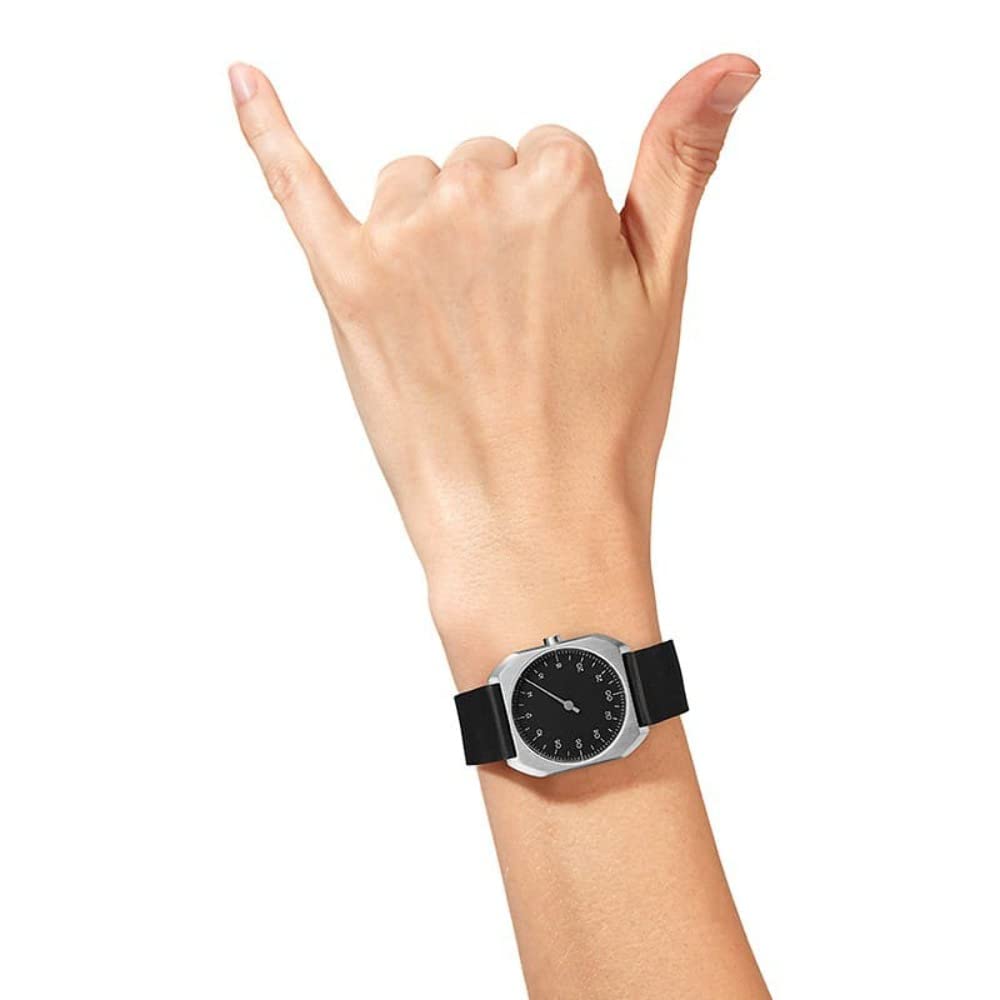 Mo 06 - Black Leather Silver Case Unisex Quartz Watch with Analog Display | Water Resistant | Perfect for Business, Casual & Everyday Wear