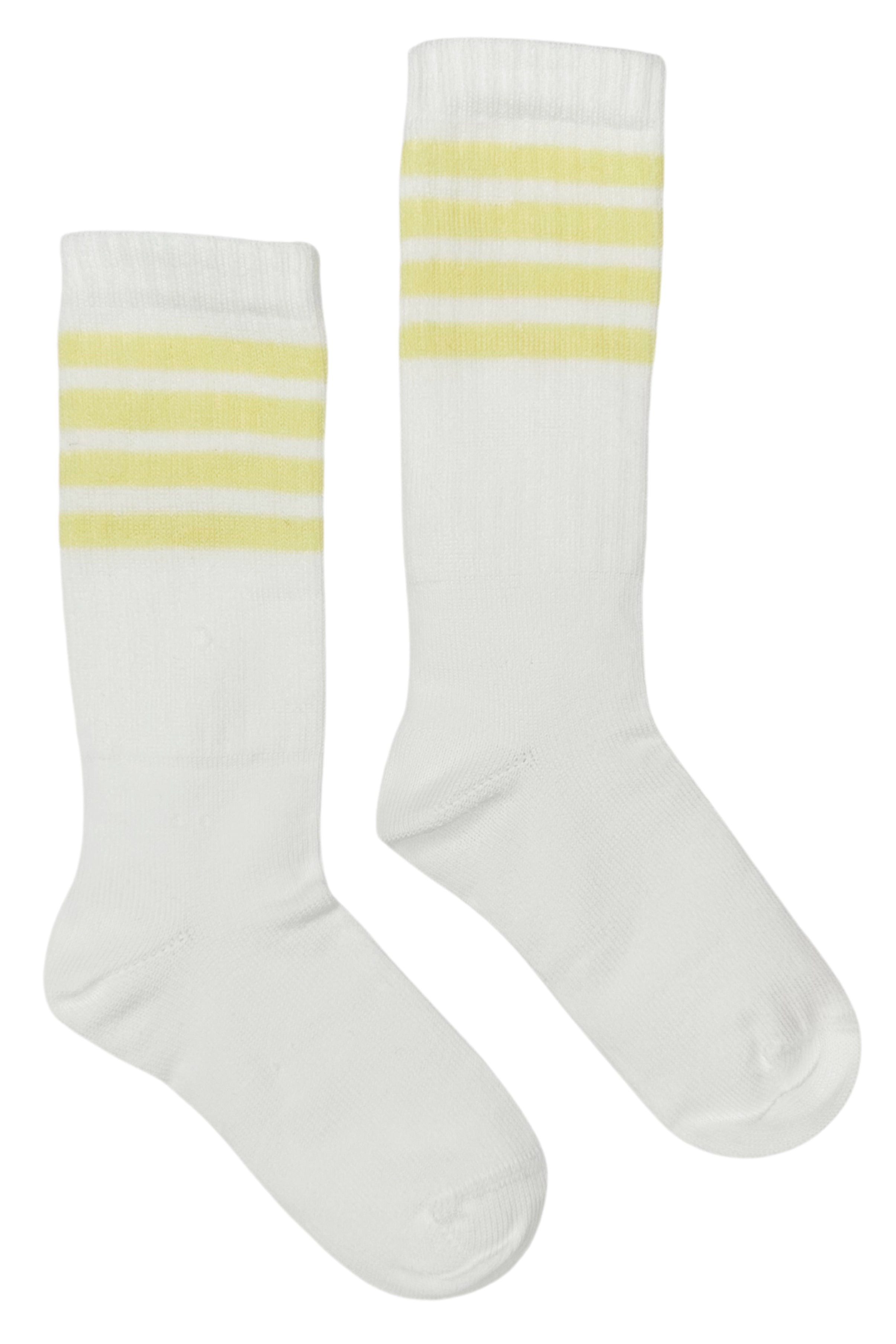 Lemon Stripe Knee High Sport Socks for Women - Breathable Athletic Socks for Running, Yoga & Workout - Non-Slip Compression Socks for Gym, Tennis & Daily Wear