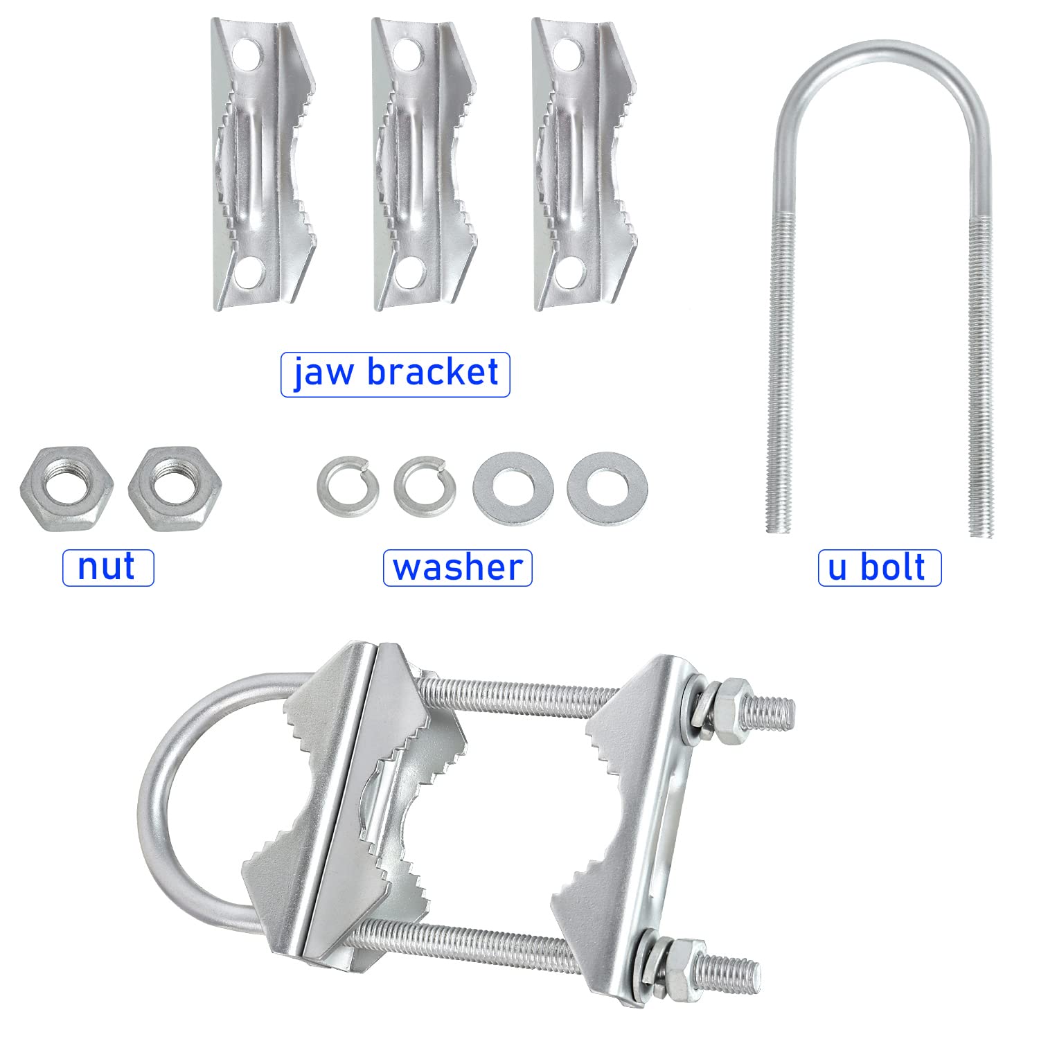 Heavy Duty Mast Clamp Kit - 3 Sets for Outdoor Antenna Installation