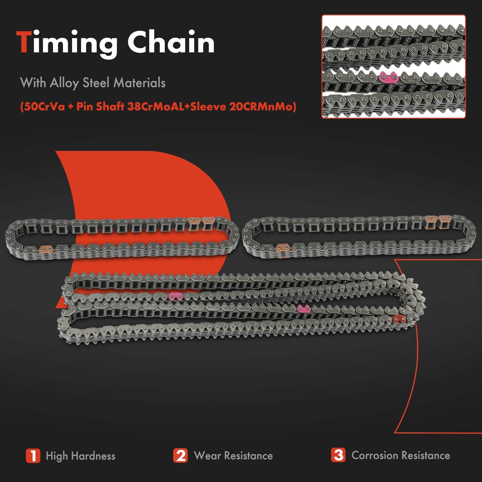 Premium Engine Timing Chain Kit with Tensioner & Guide Rail - Compatible with Nissan Murano 2003-2007, Maxima, Altima, 350Z 2003-2006, M35 & Infiniti FX35 2003-2008, G35 2003-2007, I35, M35 - Fits DOHC 6 Cylinder 3.5L Engines - Perfect for Engine Repair & Maintenance