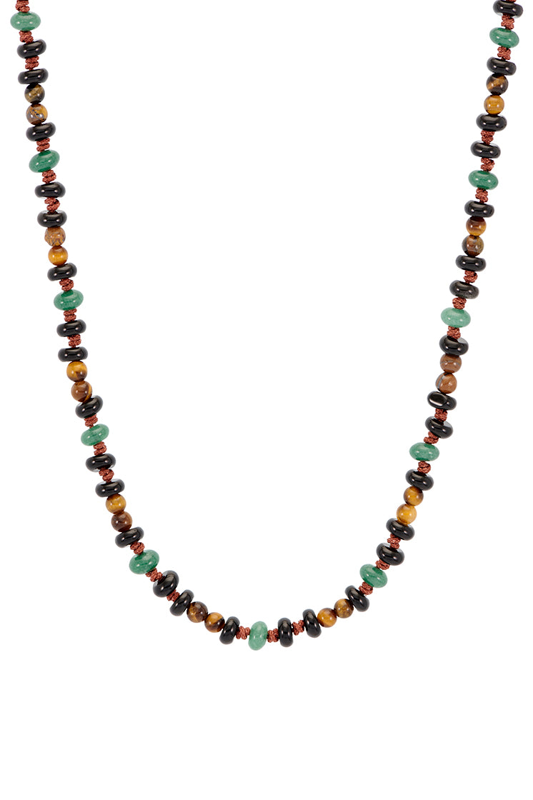 Gemstone Knotted Necklace for Men - Handmade Beaded Necklace with Natural Stones - Perfect for Casual Wear, Gifts & Boho Style