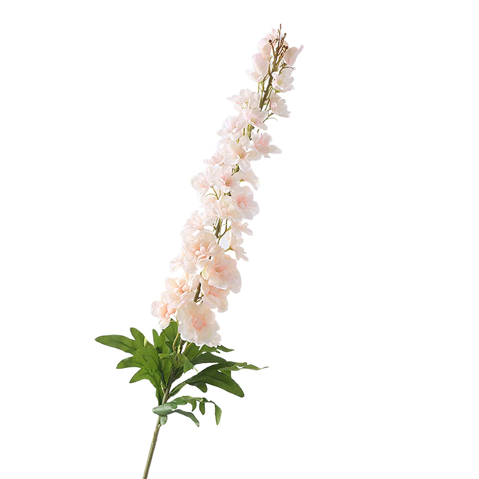 Artificial Delphinium Flower - 1Pc Light Pink Fake Flower with Realistic Leaves for Wedding Bouquet, Home Decor, Table Centerpieces - Perfect for Bridal Shower, Baby Shower & DIY Floral Arrangements