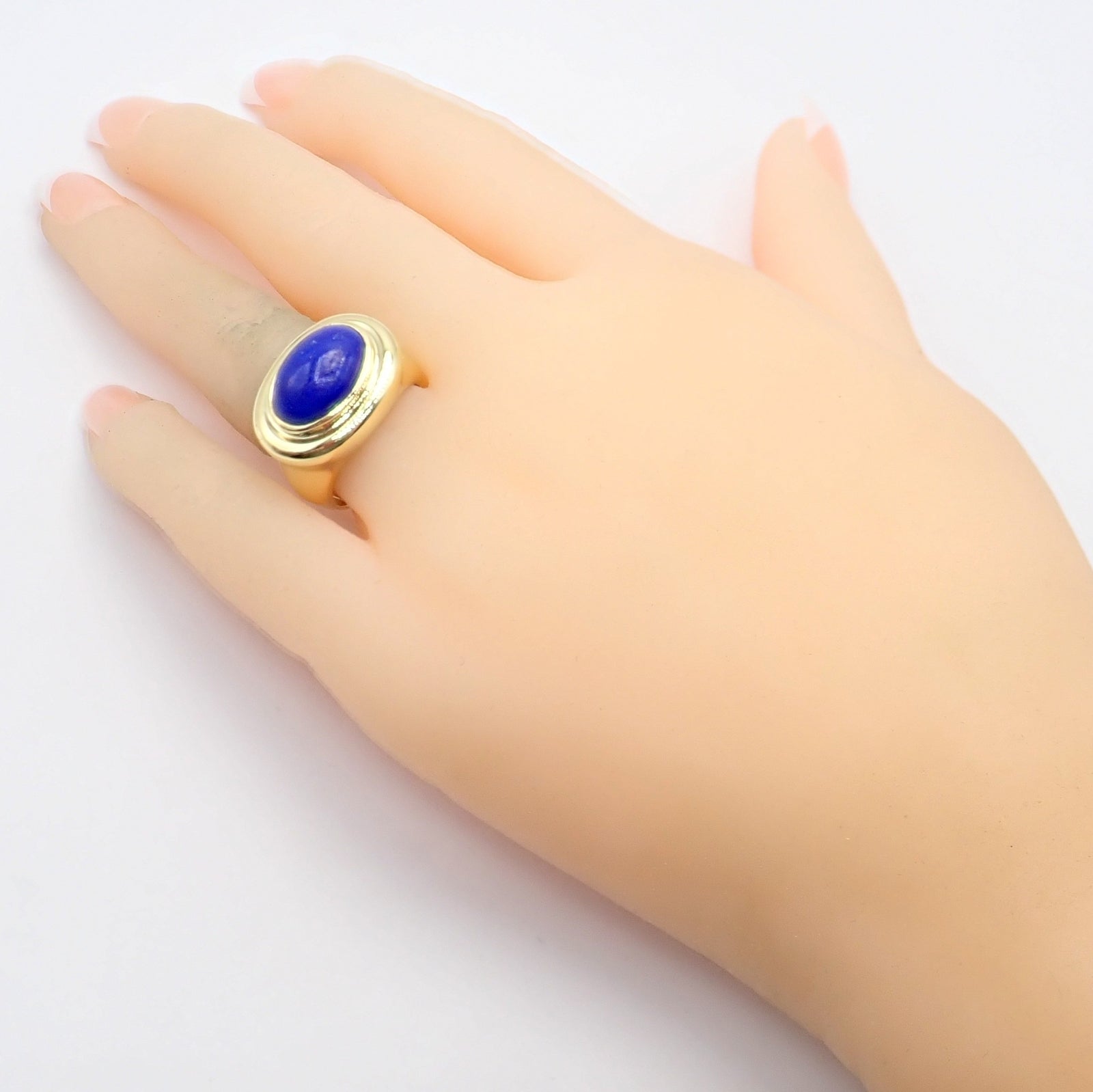 Authentic Tiffany & Co Paloma Picasso 18k Yellow Gold Large Lapis Oval Ring - Luxury Statement Jewelry for Women, Perfect for Weddings, Anniversaries & Special Occasions