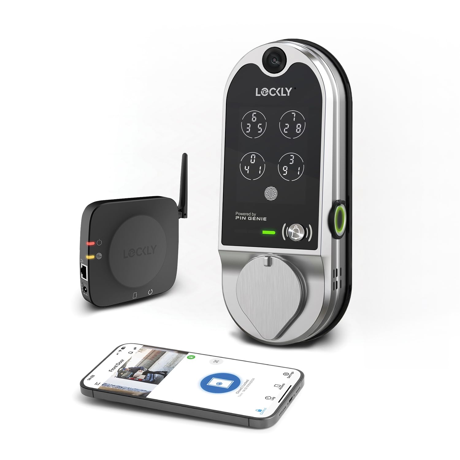 Lockly Vision Smart Lock with HD Video Doorbell - Fingerprint & Touchscreen Keypad Front Door Lock, App Control, Auto Lock, No Monthly Fee (Satin Nickel) - Secure Your Home with Smart Access & Video Monitoring