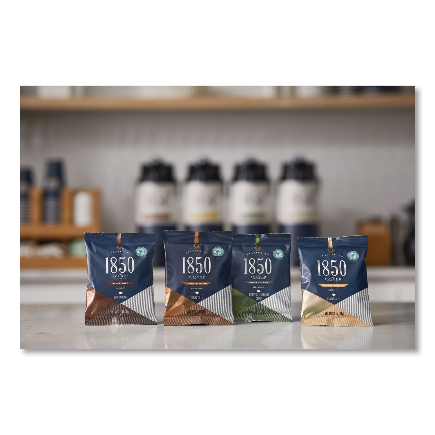 1850 Coffee Fraction Packs - Lantern Glow Light Roast (2.5 Oz, 24 Packs/Carton) | Premium Single-Serve Coffee for Camping, Office & Home Brewing | Convenient Portable Coffee Packets