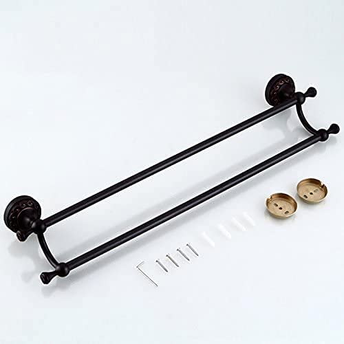 Antique Copper Wall Mounted Double Towel Rack - Heavy Duty Bathroom Towel Holder with Over Door & Wall Mount Options - Rustic Bathroom Hardware Accessories for Spa, Guest Bath & Master Bathroom Organization