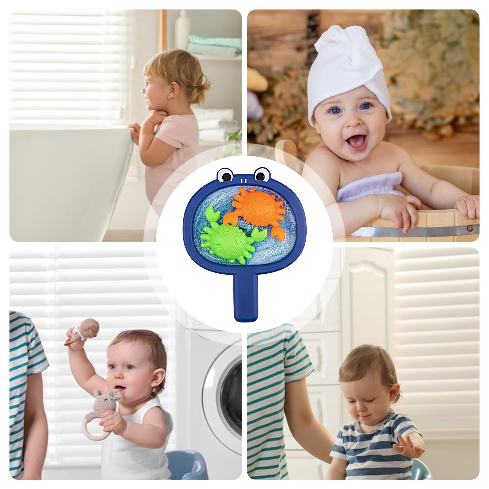 **Baby Bath Fishing Toy Set - Safe Crab & Duck Fishing Game with Net | Interactive Bathtub Toys for Toddlers & Kids | Fun Water Play for Boys & Girls | Perfect for Bath Time, Pool, or Outdoor Play**