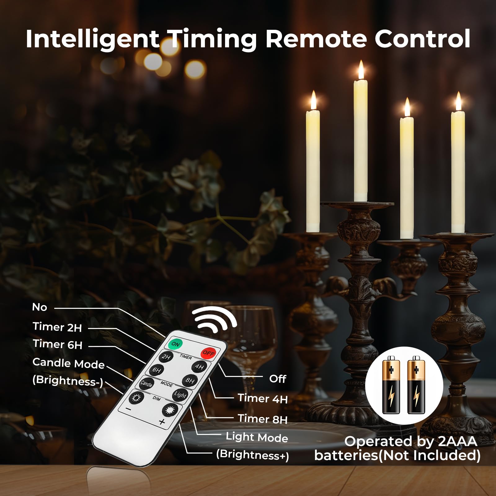 Flameless LED Candles with Remote - 6 Pack Battery Operated Taper Candles with Realistic Flickering Flame, Timer & Dimmer - Ivory Fake Candle Sticks for Wedding, Christmas, Home Decor & Party Lighting