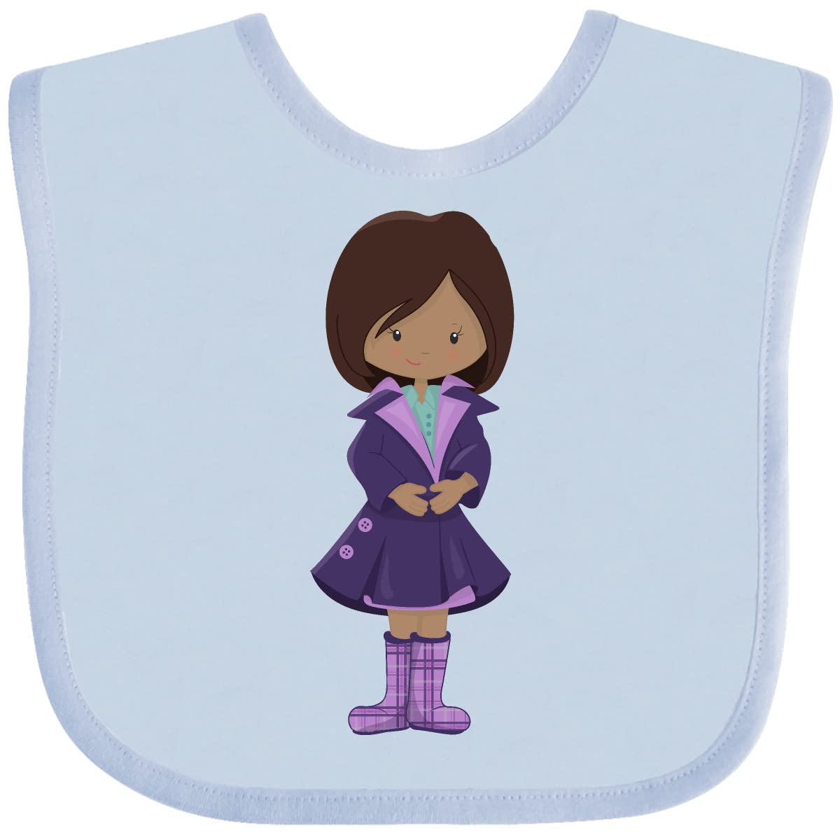Inktastic African American Girl Fashion Trench Coat Baby Bib - Soft & Absorbent for Mealtime, Playtime & Photo Shoots