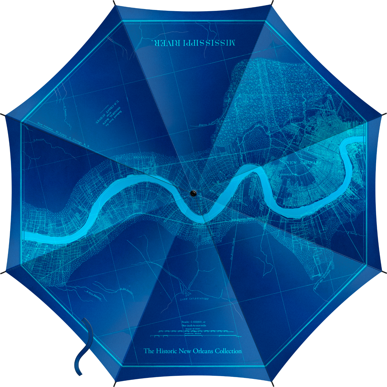 Mississippi River Map Umbrella - Waterproof Travel Umbrella with Detailed River Map Print - Perfect for Outdoor Adventures, Travel, and Gifts