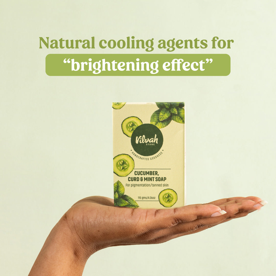 Organic Cucumber, Curd & Mint Soap for Glowing Skin - Refreshing & Hydrating Facial Cleanser for Daily Skincare Routine