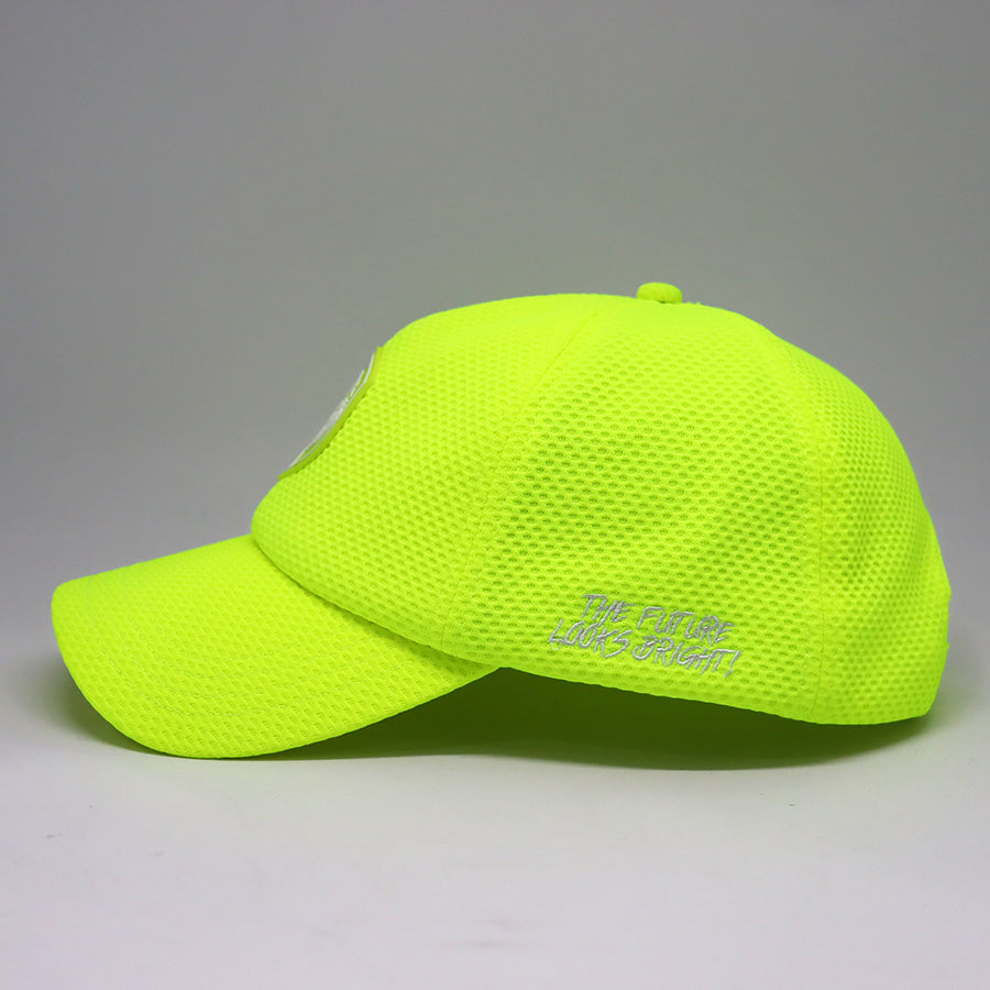 VT Shield Future Looks Bright Neon Yellow Performance Hat with Velcro Closure - Perfect for Running, Cycling, and Outdoor Sports