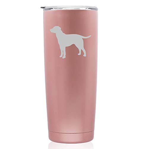 Rose Gold Double Wall Vacuum Insulated Stainless Steel Tumbler Travel Mug - 20oz Skinny Labrador Retriever Design | Perfect for Coffee, Tea & Cold Drinks On-The-Go