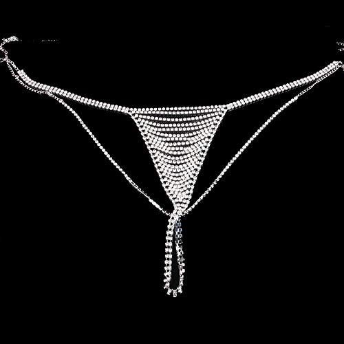 Sexy Rhinestone Thong Panties for Women - Crystal Body Chain Jewelry, Bikini Waist Chain - Perfect for Beach Parties, Bachelorette, and Sensual Occasions