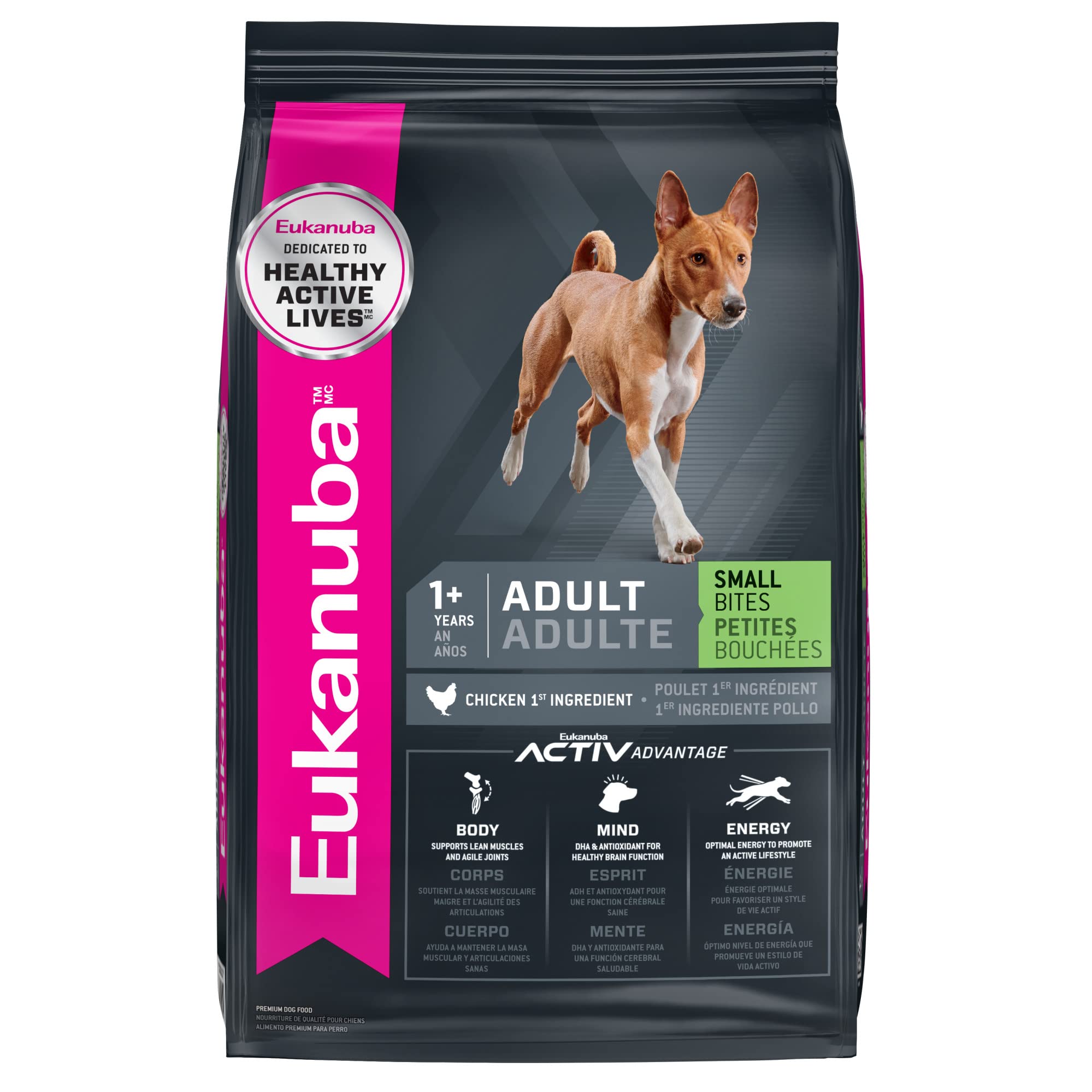 Eukanuba Adult Small Bites Dry Dog Food for Small Breed Dogs - 30 lb Bag | High Protein Nutrition for Active Dogs | Perfect for Home Feeding & Travel